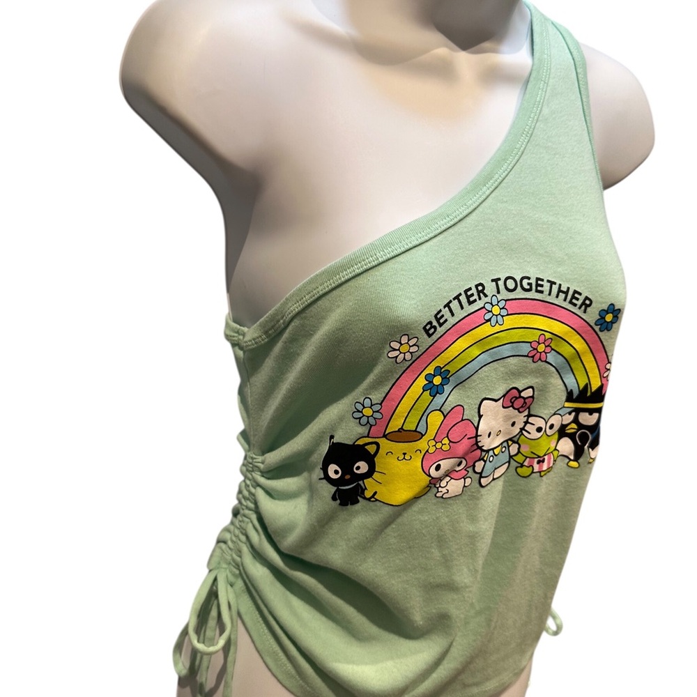 Sanrio Hello Kitty & Friends Better Together One Shoulder Ruched Tank Top Large - Picture 6 of 11
